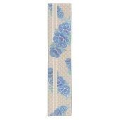 BLAUWE PEONIES EN DAMASK ~ Table Runner Korte Tafelloper (Voorkant)