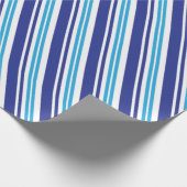 Blauwe pepermuntenstreep cadeaupapier (Hoek)