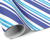 Blauwe pepermuntenstreep cadeaupapier (Rol Hoek)