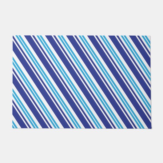 Blauwe pepermuntenstreep deurmat (Voorkant)