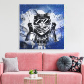 *~ Blauwe percussionist Cool Cat DRUMMER AP91 Canvas Afdruk (Insitu (Woonkamer))