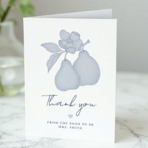 Blauwe Perfect Pear Bruiloft Thank You Kaart