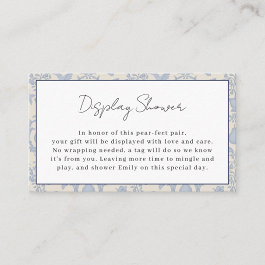 Blauwe Perfect Pear Display Douche Insert Kaart (Voorkant)