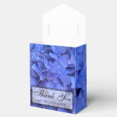 Blauwe periwinkle elegante bloemige hortensia's bedankdoosjes (Geopend)