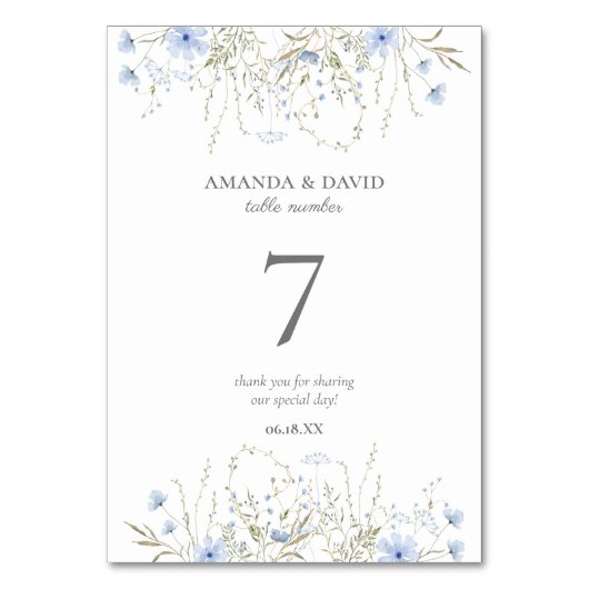 Blauwe Periwinkle Wilde Bloemen Bruiloft Kaart (Achterkant)