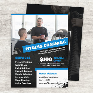 Blauwe Personal Trainer en Fitness Coaching Flyer
