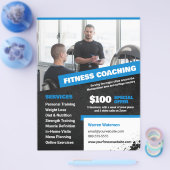 Blauwe Personal Trainer en Fitness Coaching Flyer (Enkel)