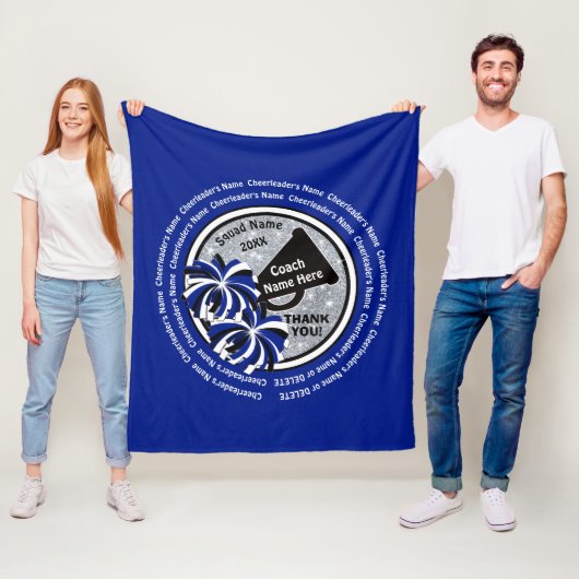 Blauwe persoonlijke cadeaus voor een cheer Coach Fleece Deken (In situ)
