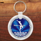 Blauwe persoonlijke gymnastiek cadeaus voor meisje sleutelhanger (Achterkant)