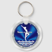 Blauwe persoonlijke gymnastiek cadeaus voor meisje sleutelhanger (Achterkant)