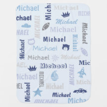 Blauwe persoonlijke naam baby Baby Blanket