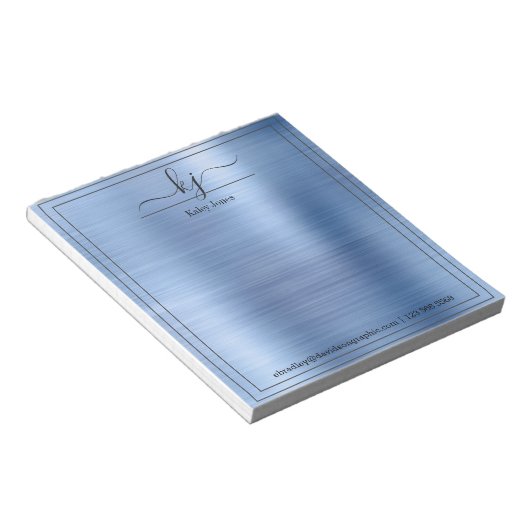 Blauwe persoonlijke naam | van de bureau van notitieblok (Schuin)