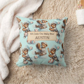 Blauwe Persoonlijke Waterverf Teddyberen Kussen (Deken)