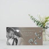 Blauwe Perzik Bloesem Bloemen Aziatische Bruiloft  Bedankkaart (Staand voorkant)