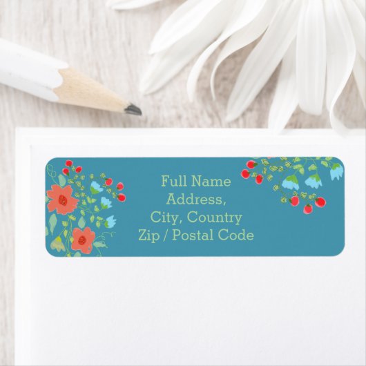 Blauwe perzik en rood etiket (Insitu)