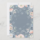 Blauwe perzik en roze bloem elegante bruiloft kaart (Achterkant)