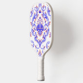 Blauwe perzik en witte Damask Floral Pickleball Paddle (Links)