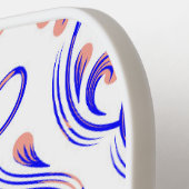 Blauwe perzik en witte Damask Floral Pickleball Paddle (Links Detail)