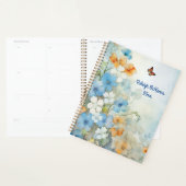Blauwe, perzik en witte wilde bloemen Waterverf Planner (Display)