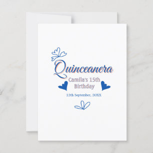 Blauwe perzik quinceanera 15e verjaardag rustieke  briefkaart