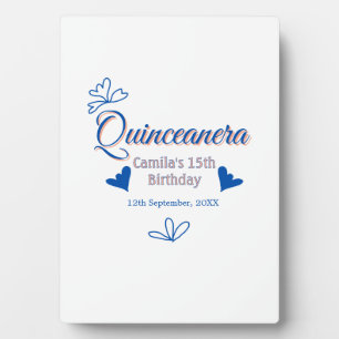 Blauwe perzik quinceanera 15e verjaardag rustieke fotoplaat