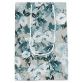 Blauwe perzik Witte Bloemen Medium Cadeauzakje (Achterkant)