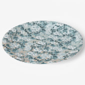 Blauwe perzik Witte Bloemen Papieren Bordje (Gekanteld)