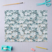 Blauwe perzik Witte Bloemen Tissuepapier (Craft)