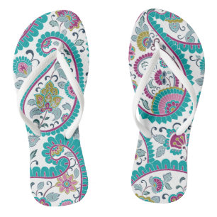 Blauwe Perzische Boteh Paisley Patroon vrouw Flip  Teenslippers