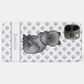 Blauwe Perzische Mopshond Cute Cartoon Kat & Naam Case-Mate iPhone Case (Achterkant (horizontaal))