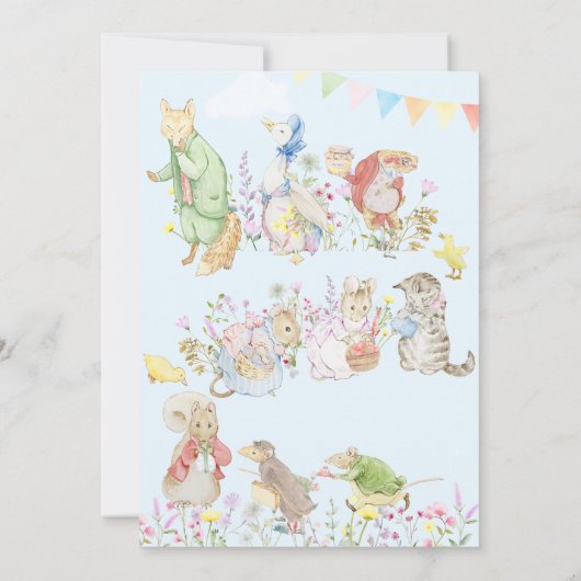 Blauwe Peter het Konijn Eerste Verjaardagsparade Bedankkaart (Achterkant)