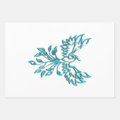 Blauwe Phoenix Rijst op Wit Inpakpapier Vel (Voorkant)