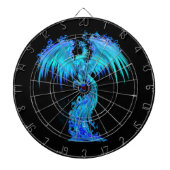 Blauwe Phoenix stijgt uit de bruine as van Fantasy Dartbord (Voorkant)
