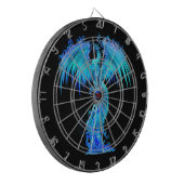 Blauwe Phoenix stijgt uit de bruine as van Fantasy Dartbord (Voorkant Links)