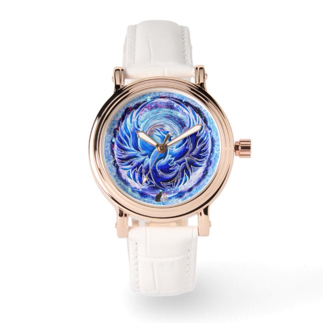 Blauwe Phoenix vrouwen pols Horloge (Voorkant)