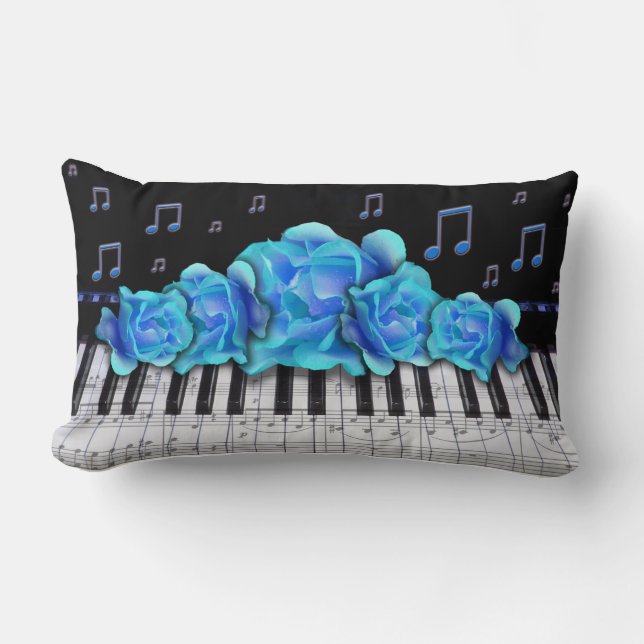 Blauwe pianotoetsen en noten kussen (Voorkant)