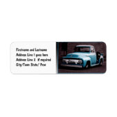  blauwe pick-up truck etiket (Voorkant)