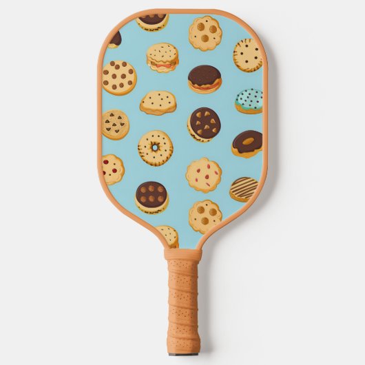 Blauwe Pickleball Paddle met koekjes erop (Voorkant)