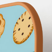 Blauwe Pickleball Paddle met koekjes erop (Links Detail)