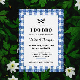 Blauwe Picknick Plaid Doek I Do BBQ Uitnodiging