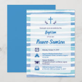 Blauwe pictogrammen op nautische strepen doop uitn kaart (Voorkant / Achterkant)