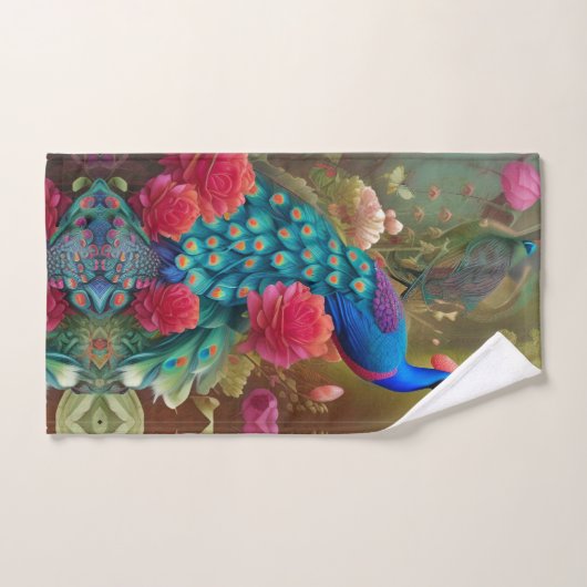 Blauwe piek, roze roze roze tuin bad handdoek (Handdoek)