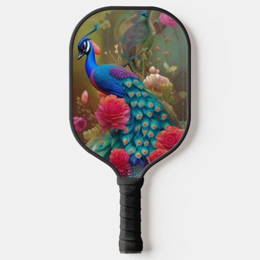 Blauwe piek, roze roze roze tuin pickleball paddle (Voorkant)