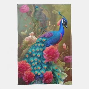 Blauwe piek, roze roze roze tuin theedoek