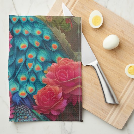 Blauwe piek, roze roze roze tuin theedoek (Quarter Fold)