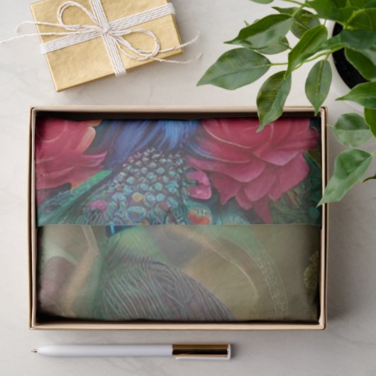 Blauwe piek, roze roze roze tuin tissuepapier (Geschenk)