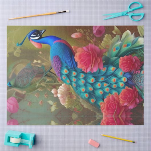 Blauwe piek, roze roze roze tuin tissuepapier (Craft)