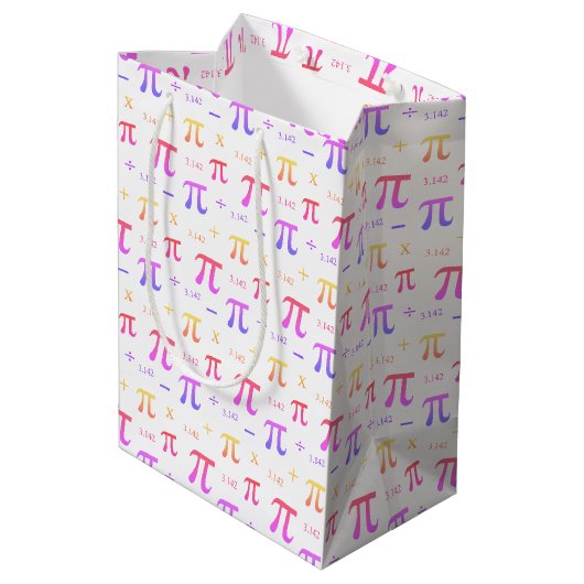 Blauwe PII 3.142 Wiskunde Medium Cadeauzakje (Achterkant Gekanteld)