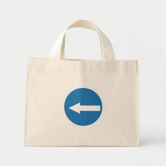 Blauwe pijl-links | verkeersbord | Kleine Canvas t Mini Tote Bag (Voorkant)