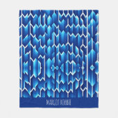 Blauwe pijlen en lijnen geometrisch patroon fleece deken (Voorkant)